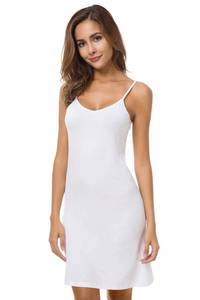 lot 3129 image: EaseWay Womens Basic Adjustable Spaghetti Strap Cami Under Mini Dress White, M - Retail $15