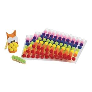 lot 3134 image: Colorations Self-Adhesive Pom-Poms, Pack of 240 Colorful Pom-Poms for Arts and Crafts, Soft, Plush Top-Quality Acrylic Versatile and Fun, Assorted Craft Poms-Poms in 8 Bright Colors&nbsp