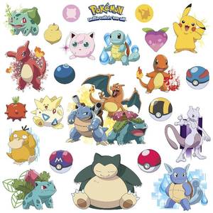 lot 3150 image: RoomMates RMK2535SCS Pokemon Iconic Peel and Stick Wall Decals - Retail $11