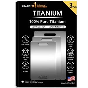 lot 3157 image: 3-Pack Titanium Cutting Board Set, Non-Slip & Double-Sided Design, 100% Pure Titanium Food-Grade Non Toxic Cutting Board, Knife-Friendly, Dishwasher Safe - Retail $36