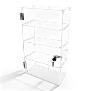 lot 3158 image: 4 Shelf Acrylic Display Case with Lock Clear Acrylic Box Retail Display Case for Collectibles Used to Store Collectibles, Jewelry, valuables, etc.-Safe and Orderly. - Retail $67