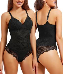 lot 3165 image: REYEOGO Lace Shapewear Bodysuit for Women Tummy Control Body Shaper V Neck Fajas Tank Tops Slimming Camisole Waist Trainer Corset (3X-Large, Black) - Retail $25
