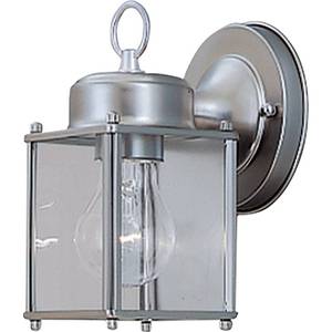 lot 3173 image: DESIGNERS FOUNTAIN Preston Outdoor Light Fixture, 8 Inch Exterior Wall Lantern Sconce for Front Door, Patio and Porch, Pewter, 1161-PW - Retail $31