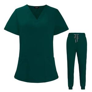 lot 3174 image: VIAOLI Scrubs for Women Set V-Neck Pocket Top & Drawstring Jogger Scrub Pants Stretch Nursing Scrubs Set Uniform, M - Retail $22