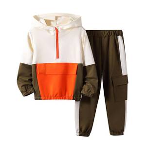 lot 3177 image: Azmxynol Boys Clothes Kids Toddler Boy Color Block Hoodie Sweatshirt & Pants Little Boys 2pcs Fall Winter Outfits Set(5-6T) - Retail $18