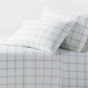 lot 3187 image: King 400 Thread Count Performance Sheet Set Blue Plaid - Threshold - Retail $65