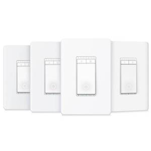 lot 3193 image: TP-Link - Tapo Smart Wi-Fi Light Dimmer Switch with Matter (4-Pack) - Replaces Most Traditional Switches - White - Retail $99