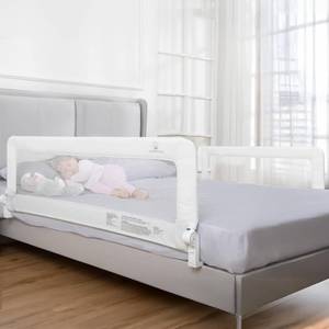 lot 3208 image: ComfyBumpy 2-Pack Bed Rail for Toddlers 55.5 L x 19.5 H  Toddler Bed Rails for Twin, Full, Queen & King Mattress Size  Swing Down Rail Guard  Mattress Side Rail for Kids  White - Retail $126
