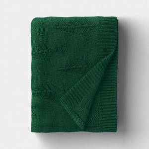 lot 3210 image: Tree Knit Throw Blanket Dark Green - Threshold - Retail $30