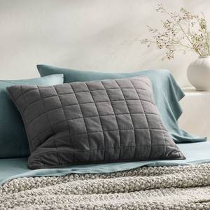 lot 3211 image: Standard Heavyweight Linen Blend Quilt Pillow Sham Dark Gray - Casaluna Zipper Closure, OEKO-TEX Certified, 1pc&nbsp