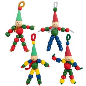 lot 3228 image: READY 2 LEARN Christmas Crafts - Create Your Own Bead Elves - Set of 4 - DIY Ornaments for Kids - Christmas Tree Decoration - All Materials Included&nbsp