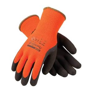 lot 3233 image: 3 Pack Powergrab 41-1400 Thermal Hi-Vis OrangeBlack Cold Condition Work Gloves (XLarge) - Retail $38