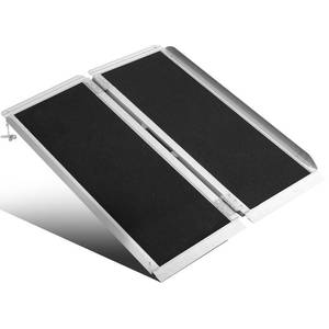 lot 3237 image: 4FT Portable Wheelchair Ramp Anti-Slip Aluminum Folding Portable Ramp 800LBS Capacity Folding Non-Slip Aluminum Handicap Ramp, for Home Steps, Stairs, Doorways, Car, Curbs(4FT Using Height 3-9inch) - Retail $140
