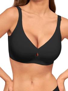 lot 3285 image: LUCKMEEY Bras for Women No Underwire Push Up Wireless Bra Seamless Bras Full Coverage Supportive Everyday Bra with Lift Truffle Black XX-Large - Retail $20