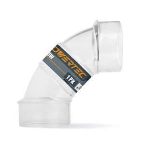 lot 3291 image: POWERTEC 70336V 2-12 OD 90 Degree Elbow - ABS Plastic Dust Collector Connector (Clear) - Retail $12