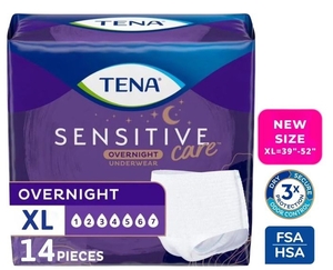 lot 3297 image: TENA Sensitive Care Overnight XL Underwear 14ct - Retail $15