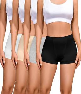 lot 3303 image: Nexgenz Cotton Boyshort Underwear for Women Cotton Boxer Briefs for Women Underwear Shorts 4 Pack WhiteBeigeBlackLight Gray Large - Retail $25
