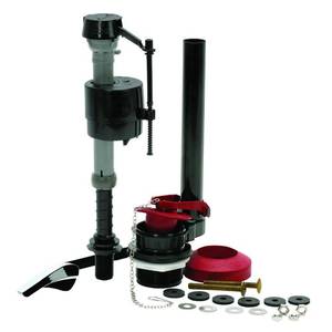 lot 3324 image: Fluidmaster 400AKR Universal All in One Toilet Repair Kit for 2-Inch Flush Valves, Easy Install - Retail $19