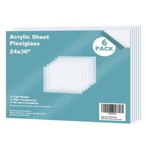lot 3346 image: Egofine Plexiglass Sheets Acrylic Sheets 6 Pack of 24x36 0.04 Thickness 1mm Clear Plastic Cast Transparent Plexi Glass for Crafting DIY Projects, Replacement Picture Frame Glass, Easy to Cut - Retail $37