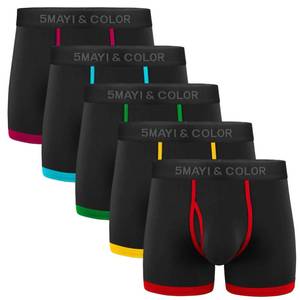 lot 3350 image: 5Mayi Mens Underwear Boxer Briefs Cotton Black Mens Boxer Briefs Underwear Men Pack of 5 L - Retail $24