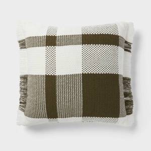 lot 3362 image: Euro Plaid Decorative Throw Pillow - Threshold - Retail $30