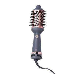 lot 3366 image: Hairitage Volumizing One Step Blow Dry Brush  Hair Dryer for Curling  Straightening - Ceramic Tourmaline Blowout Brush  Volumizer - Hair Styler for Smooth Shiny, Frizz-Free Styles - Matte Grey - Retail $28
