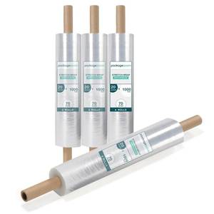lot 3391 image: PackageZoom 20 inch x 1000 Feet Stretch Wrap with Handle, Clear Stretch Film, 4 Rolls - Retail $66