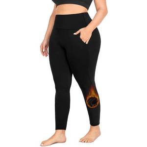 lot 3392 image: MOREFEEL Plus Size Leggings Fleece Lined with Pockets for Women Thermal Winter Tummy Control Black Workout Yoga Pants 2X&nbsp