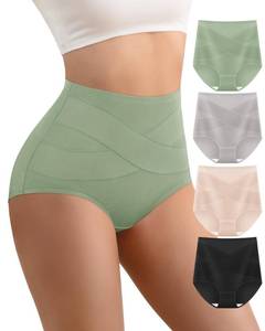 lot 3397 image: YDQ Womens High Waisted Cotton Underwear 4 Pack Tummy Control Top Panties Ladies Post Partum Compression Postpartum Multicolor L - Retail $20