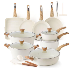 lot 1500 image: SENSARTE Ceramic Cookware Sets, Pots and Pans Set Non stick, Non toxic Healthy Induction Cookware, 20 Pcs Nonstick Kitchen Cooking Set, wFrying Pans Set, Saucepans Set - Retail $180&nbsp