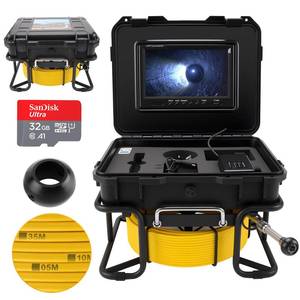 lot 1502 image: Sewer Camera, Drain Inspection Camera with DVR, Plumbing Snake Cam with 9 HD 1080P IPS Screen,16x Zoom, 32GB Card,165FT50M, IP68 Waterproof Sewer Pipe Inspection Borescope for Industrial Plumber - Retail $426