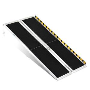 lot 1508 image: 6FT Portable Wheelchair Ramp, Non-Slip Aluminum Folding Handicap Ramp, 600 LBS Capacity Door Threshold Ramps for Home Steps, Scooter Ramp for Car, Doorways, Curbs, Stairs, Cart, Wheel Chair Steps - Retail $228