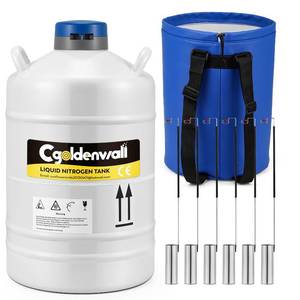 lot 1524 image: CGOLDENWALL 20L Liquid Nitrogen Container Cryogenic Container LN2 Tank Aluminum Alloy Dewar Liquid Nitrogen Dewar with 6 Canisters and Carry Bag - Retail $389