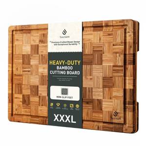 lot 1537 image: XXX Large Bamboo Cutting Board with Non Slip Feet and Over Sink Butcher Block Chopping Board Nice Solid Thick Wooden Juice Groove Huge Big XXl xlarge Best Hardwood Kitchen Counter Organic - Retail $74