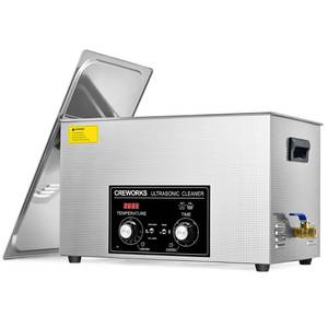lot 1541 image: CREWORKS 30L Ultrasonic Cleaner with Heater and Timer, 600W Stainless Steel Ultrasonic Cleaner Machine with Degas & Gentle Modes, Ultrasonic Parts Cleaner with Knob Control for Machine Part Auto Tool - Retail $300
