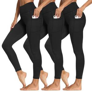 lot 3406 image: Syrinx 3 Packs Leggings with Pockets for Women, Soft High Waisted Tummy Control Workout Yoga Pants, 4XL  - Retail $31