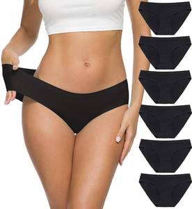 lot 3467 image: Altheanray Womens Seamless Underwear No Show Panties Soft Stretch Bikini Underwears 6 Pack, Large - Retail $26