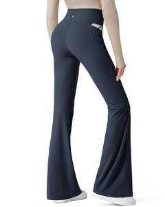 lot 3478 image: G4Free Flare Yoga Pants for Women with Pockets Elastic Waisted Comfy Stretchy Pilates Leggings Casual(Dark Navy,XS,29) - Retail $36