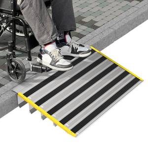 lot 3487 image: Nuvium 5 Rise Door Threshold Ramps for Doorways, Stable Yellow Edge, Aluminum Wheelchair Ramp for Home Steps, Adjustable Modular Entry Ramp for Scooters, Power Chairs, 880LBS Load Capacity - Retail $105