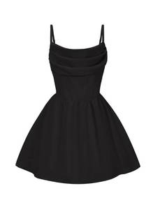 lot 3509 image: EXARUS Girls Formal Dress Tween Party Dance Spaghetti Strap Birthday Cocktail Teen Junior Wedding HOCO Ruffle Mini Elegant Dresses Black 10 Years - Retail $35