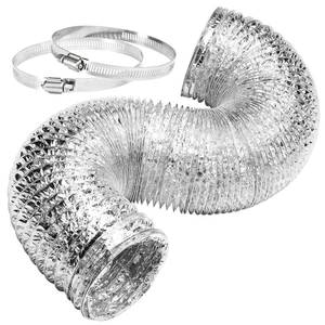 lot 3519 image: Simple Deluxe 4 Inch 8 Feet Ducting, Non-Insulated Flex Air Aluminum Foil Duct for Dryer Vent Hose, Heating, Cooling, Ventilation, Exhaust, 2 Clamps Included, Silver - Retail $8