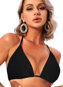 lot 3533 image: Navneet Halter String Triangle Bikini Top for Women Sexy Brazilian Swimsuit Bathing Suit Swim Top #1 Black,L - Retail $10