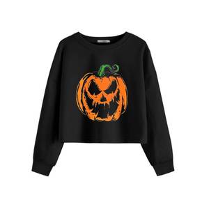 lot 3578 image: Arshiner Girls Crop Tops Kids Long Sleeve Pullover Sweatshirts Girls Cropped Crewneck Sweatshirt Pumpkin 5-6 Years - Retail $10