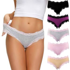 lot 3588 image: LYYTHAVON Womens Underwear Soft Breathable Cotton Brief Ladies Panties 5-Pack (Multicolored D,5 Pack, Medium) - Retail $23