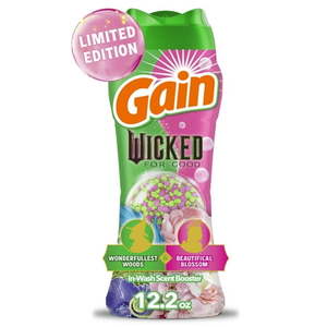 lot 3594 image: Gain  Wicked For Good  Limited-Edition In-Wash Laundry Scent Booster Beads  Wonderfullest Woods & Beautifical Blossom Scent  12.2 oz - Retail $13