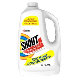 lot 3597 image: Shout Active Enzyme Laundry Stain Remover Spray for Clothes, Triple-Acting Formula Clings, Penetrates, and Lifts Tough &amp Everyday Stains - Prewash Refill 60oz (1.7L)&nbsp