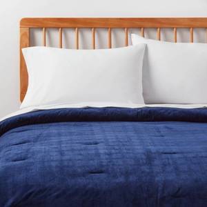 lot 3602 image: FullQueen Corduroy Plaid Comforter Navy Blue - Room Essentials - Retail $50