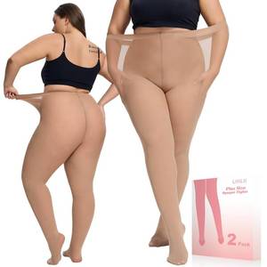 lot 3609 image: UISLII Plus Size Tights for Women,2 pairs 80D Semi Opaque Tights women,Solid Color Soft High Waist Stockings Size Up to 6XL.(2 Pairs Skin) - Retail $15
