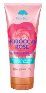 lot 3654 image: Tree Hut Moroccan Rose Moisturizing Body Lotion, Ceramide and Squalene Formula Helps Protect Skin, Long-lasting Hydration Leaves Skin Feeling Soft & Moisturized, 8.5 Fl Oz. - Retail $11
