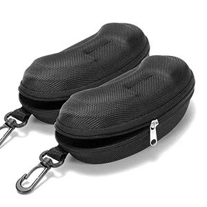 lot 3691 image: Yamrots 2 Pcs Zipper Hard Sunglasses Cases Portable Travel Eyeglasses Cases with Plastic Hook (Black)&nbsp